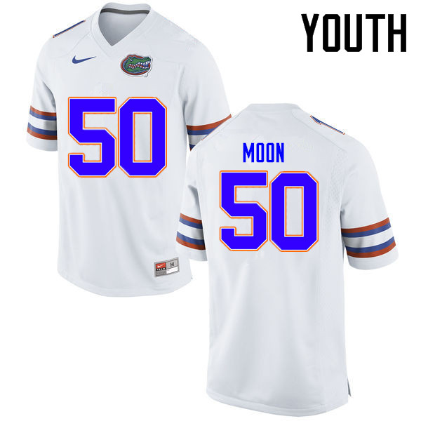 Youth Florida Gators #50 Jeremiah Moon College Football Jerseys Sale-White - Click Image to Close